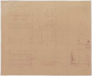Fischer, Theodor; Gauting / Starnberg (Bayern); Ev. Christuskirche - Geräteschrein (Grundriss, Ansicht, Schnitte)
