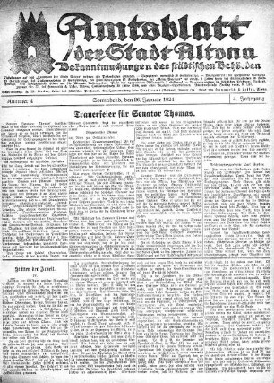 Nummer 4 : Sonnabend, den 26. Januar 1924