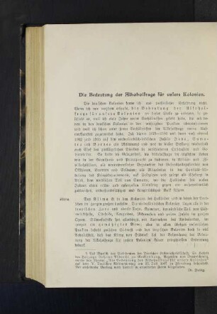 Die Bedeutung der Alkoholfrage für unsere Kolonien.