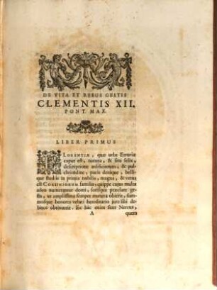 De vita et rebus gestis Clementis XII. Pont. Max. commentarius