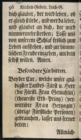 96-104, Besondere Fürbitten. - Zugabe.