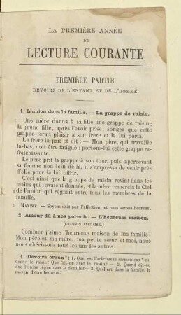 Première partie Devoirs de l'enfant et de l'homme