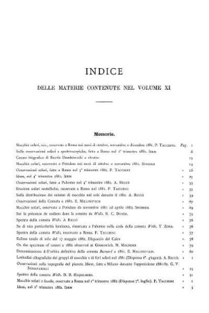 INDICE DELLE MATERIE CONTENUTE NEL VOLUME XI