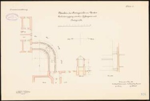 Amtsgericht, Verden: Verbindungsgang zwischen Amtsgericht und Gefängnis in Grundriss Aufriss Querschnitt 1:100