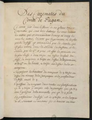 62v-65v, Des Cazemates du Comte de Pagan