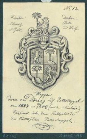 Das Wappen der Familie von Döring vom Stallgebäude des Rittergutes in Potschappel (Freital)
