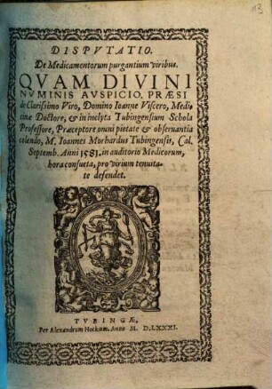 Dispvtatio. De Medicamentorum purgantium viribus