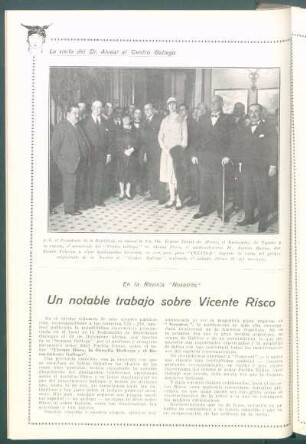 [Fotografía de] La visita del Dr. Alvear al Centro Gallego