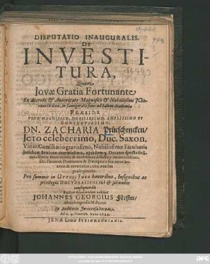 Disputatio Inauguralis De Investitura