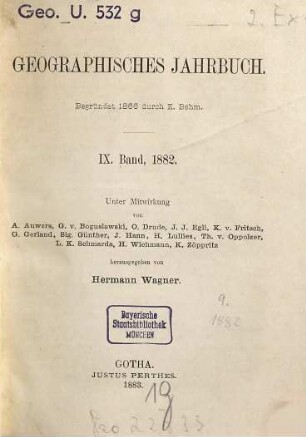 Geographisches Jahrbuch. 9. 1882