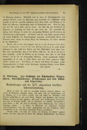 Reminiscenzen aus der XIV. allgemeinen deutschen Lehrerversammlung