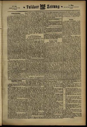 Zweite Ausgabe vom Samstag, den 20. Juli 1912.