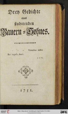 Drey Gedichte eines studirenden Bauern-Sohnes