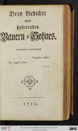 Drey Gedichte eines studirenden Bauern-Sohnes