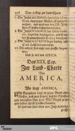 Das XIIX. Cap. Zur Land-Charte Von AMERICA.