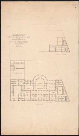Kaiserlich Deutsche Botschaft, Washington: Grundriss KG und Sockelgeschoss 1:200