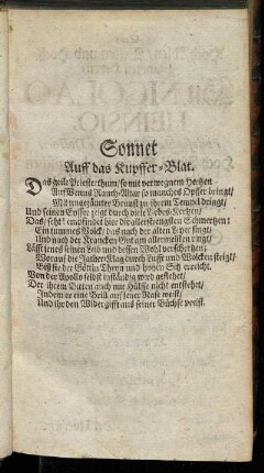 Sonnet Auff das Kupffer-Blat.