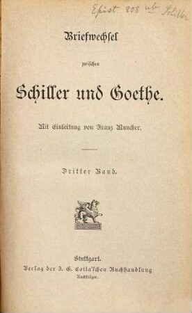 Briefwechsel zwischen Schiller und Goethe : in den Jahren 1794 bis 1805, 3