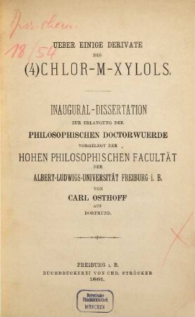 Ueber einige Derivate des '(4)'Chlor-m-xylols ...