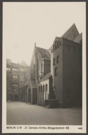 Ansichtskarte Blick auf die "St. Clemens-Kirche", Königgrätzer Straße 106 [2/2]