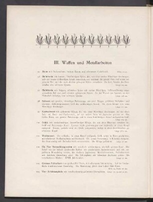 III. Waffen und Metallarbeiten