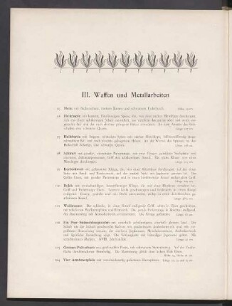 III. Waffen und Metallarbeiten