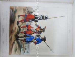 Uniformdarstellung, Pikenier und Musketier der Schweizer Garde, Sergeant der Französischen Garde, Königreich Frankreich, 1667. Tafel No. 87: Uniformes Française.