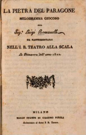La pietra del paragone : Melodramma giocoso