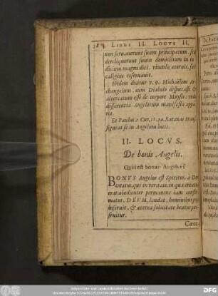 II. Locus. De bonis Angelis.