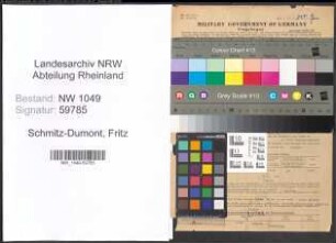 Entnazifizierung Fritz Schmitz-Dumont , geb. 24.04.1879 (Verwaltungsangestellter)