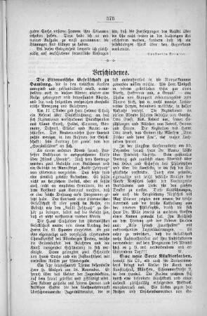 Die Litterarische Gesellschaft zu Hamburg,
