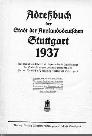 1937: Stuttgarter Adressbücher, 1937