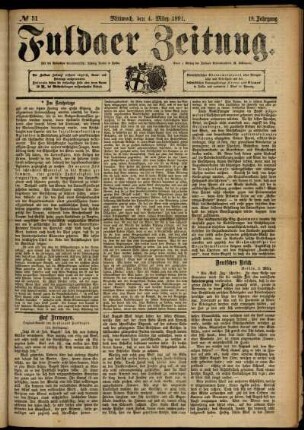 Ausgabe vom Mittwoch, den 04. März 1891.