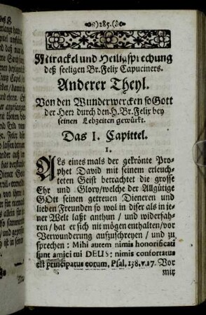 Mirackel und Heiligsprechung deß seeligen Br. Felix Capuciners. Anderer Theyl.
