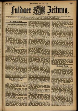 Erste Ausgabe vom Samstag, den 21. Juli 1888.