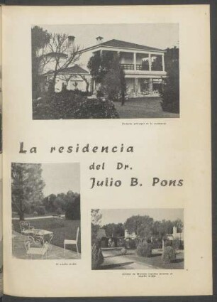 La residencia del Dr. Julio B. Pons