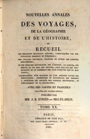 Nouvelles annales des voyages, 20. 1823