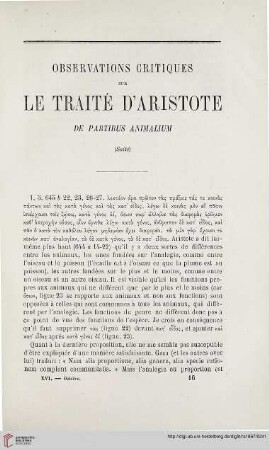 N.S. 16.1867: Observations critiques sur le traité d'Aristote de partibus animalium, [2]