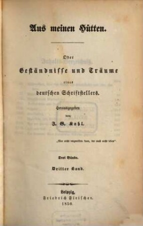 Aus meinen Hütten oder Geständnisse und Träume eines deutschen Schriftstellers, 3