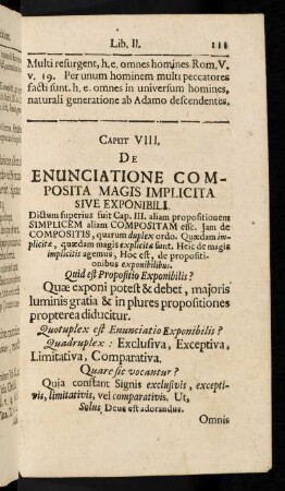 111-120, Caput VIII: De Enunciatione Composita magis Implicita sive Exponibili