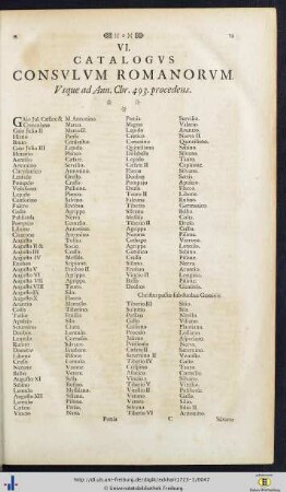 VI. Catalogus Consulum Romanorum.