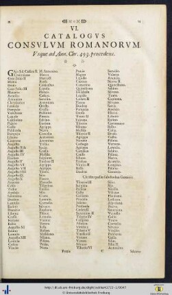 VI. Catalogus Consulum Romanorum.