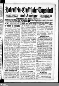 Hohenstein-Ernstthaler Tageblatt und Anzeiger : Hohenstein-Ernstthaler Zeitung, Nachrichten und Neueste Nachrichten ; Generalanzeiger für Hohenstein-Ernstthal mit Hüttengrund, Oberlungwitz, Gersdorf, Hermsdorf, Bernsdorf, ...