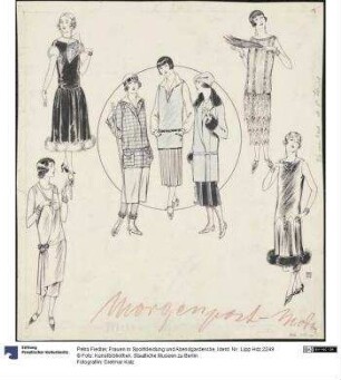 Frauen in Sportkleidung und Abendgarderobe