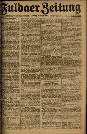 Ausgabe vom Freitag, den 08. August 1919.