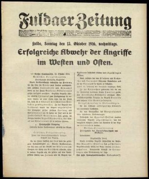 Ausgabe vom Sonntag, den 15. Oktober 1916.