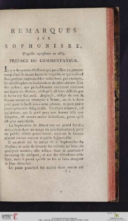 Remarques sur Sophonisbe, Tragédie représentée en 1663