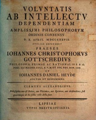 Voluntatis ab intellectu dependentiam