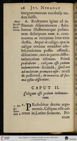 Caput II.: Caligam esse pedum indumentum