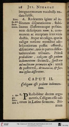 Caput II.: Caligam esse pedum indumentum